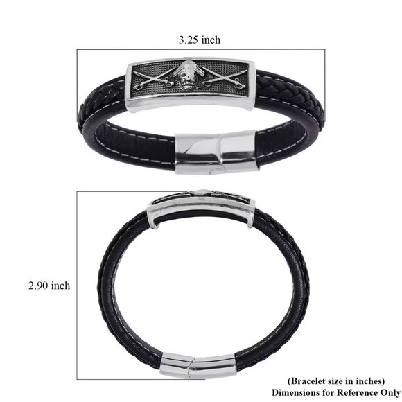 Stainless Steel and Microfiber Leather Sward 8 Inch Bracelet - Picture 3 of 3